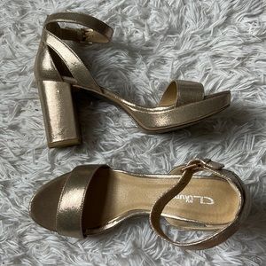 Shiny Gold Platform Heels